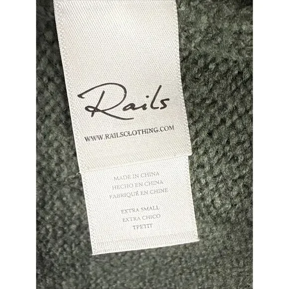 Rails Perci Olive Green Black Stars Merino Wool Knit Sweater XS Extra Small - Picture 4 of 7